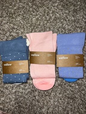 Wellow Women's Premium Compression Socks Pack of 3 - Pink, Blue, Denim Sz Large